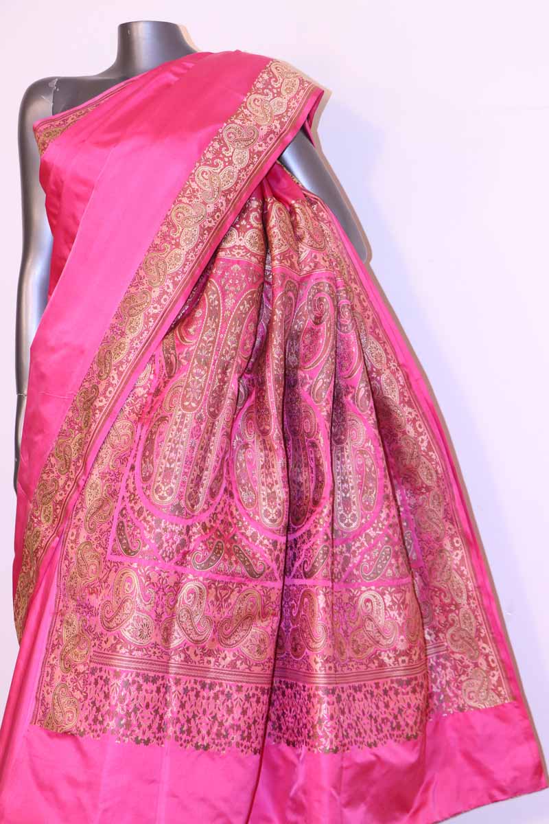 Exquisite Handloom Satin Valkalam Banarasi Silk Saree AI202527